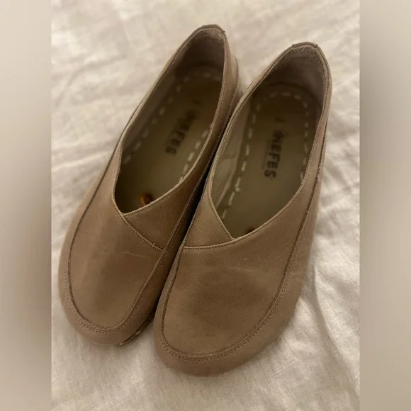 Nefes Handmade Barefoot Grounding Slip-On Loafer Shoes Taupe Leather 8 - 8.5 - Picture 9 of 12